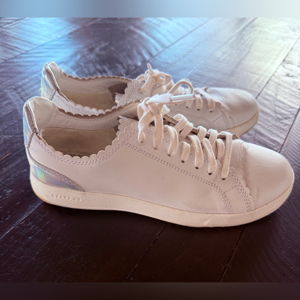 Cole Haan Women's Cream White Lace-Up Leather Sneakers - Picture 3 of 7